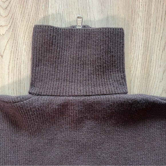 Henley 1/3 Zip Ribbed Sweater Brown SMALL - Picture 8 of 8
